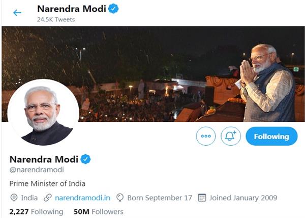 pm modi 50m followers on twitter