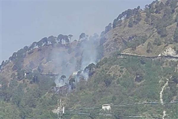 forest fire on vaishno devi yatra route due to short circuit
