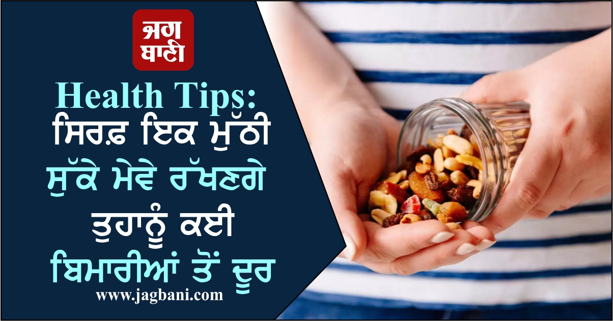 Health Tips: ਸਿਰਫ਼ ਇਕ ਮੁੱਠੀ ਸੁੱਕੇ ਮੇਵੇ ਰੱਖਣਗੇ ਤੁਹਾਨੂੰ ਕਈ ਬਿਮਾਰੀਆਂ ਤੋਂ ਦੂਰ