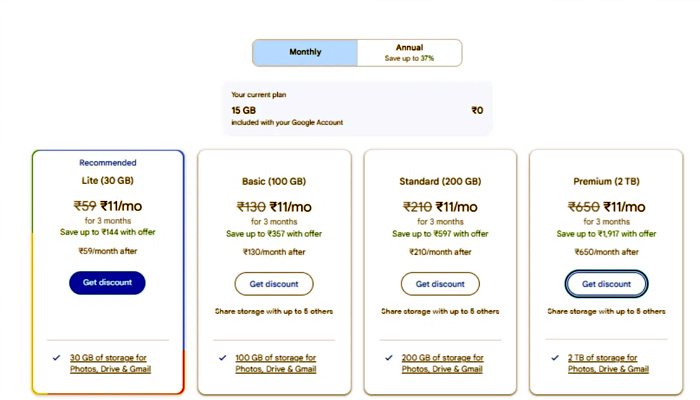 Google ਦਾ ਦੀਵਾਲੀ ਧਮਾਕਾ! ਸਿਰਫ਼ 11 ਰੁਪਏ 'ਚ ਦੇ ਰਿਹਾ 2000 GB ਸਟੋਰੇਜ