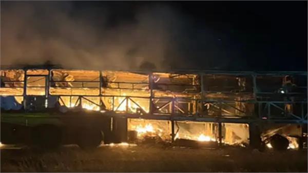 bus fire accident police third vehicle