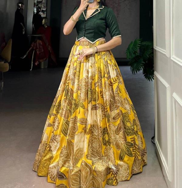 young women  modern look  contrast lehenga choli