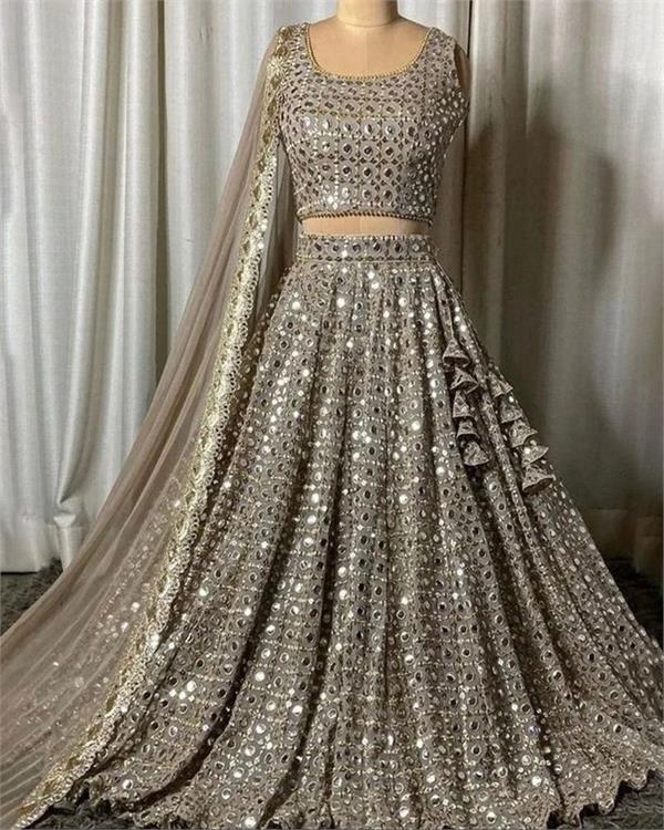 festival season  young women  mirror work  lehenga choli