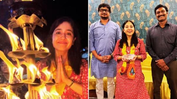 shweta tripathi performs aarti at the ganga ghat in benaras