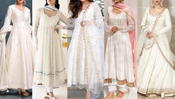 white outfits in party wear give women a royal look