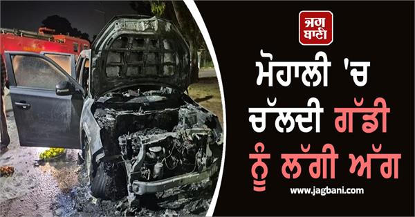 a moving vehicle caught fire in mohali