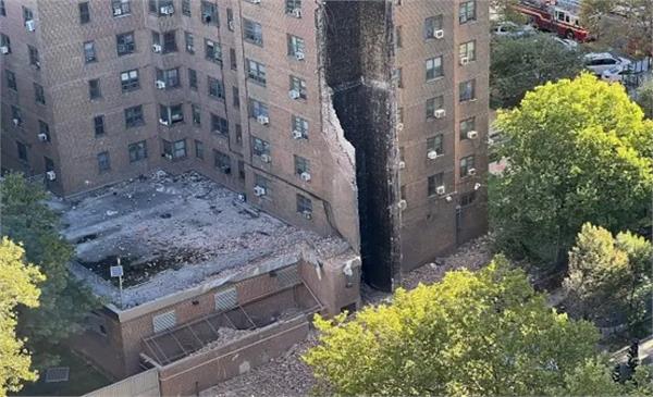 usa  part of a multi story building collapses in new york