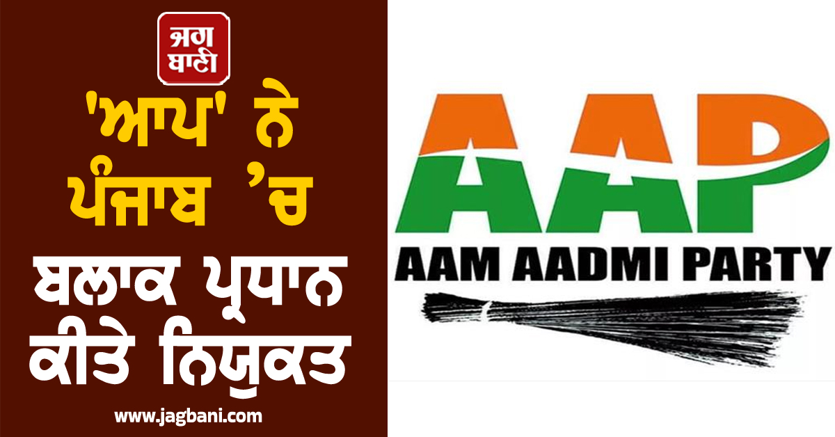 'ਆਪ' ਨੇ ਪੰਜਾਬ ’ਚ ਬਲਾਕ ਪ੍ਰਧਾਨ ਕੀਤੇ ਨਿਯੁਕਤ