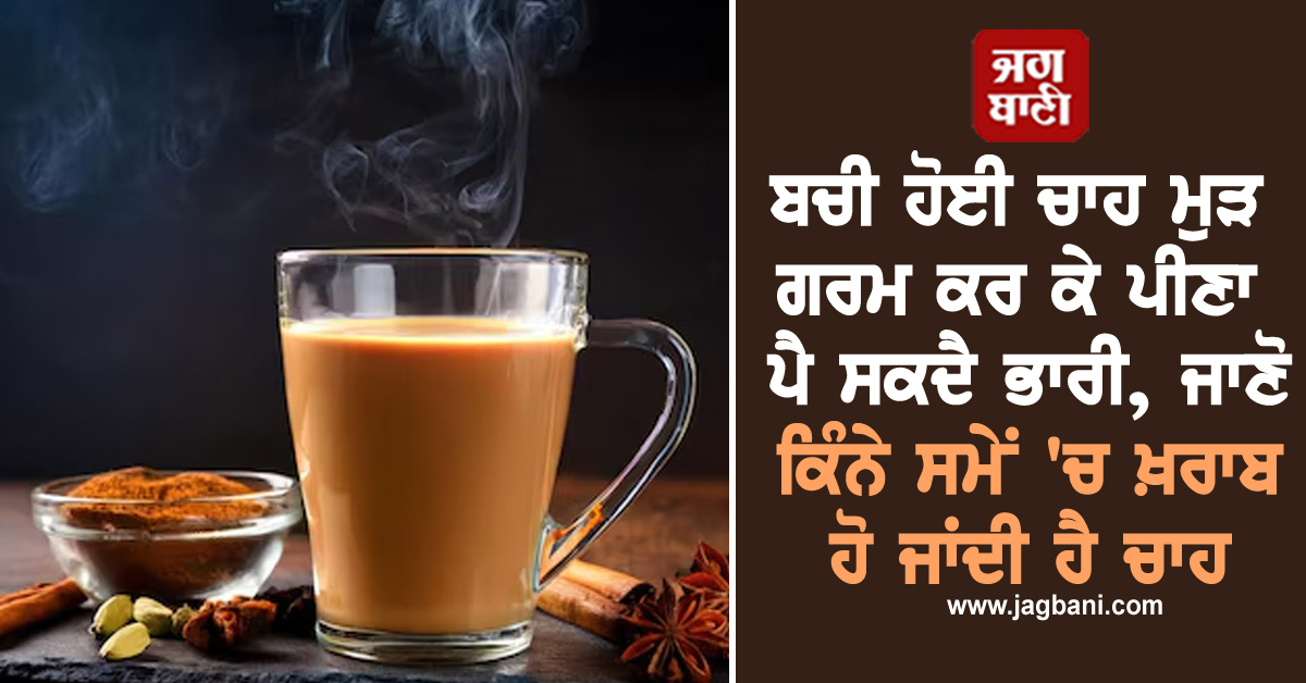 ਬਚੀ ਹੋਈ ਚਾਹ ਮੁੜ ਗਰਮ ਕਰ ਕੇ ਪੀਣਾ ਪੈ ਸਕਦੈ ਭਾਰੀ, ਜਾਣੋ ਕਿੰਨੇ ਸਮੇਂ ''ਚ ਖ਼ਰਾਬ ਹੋ ਜਾਂਦੀ ਹੈ ਚਾਹ
