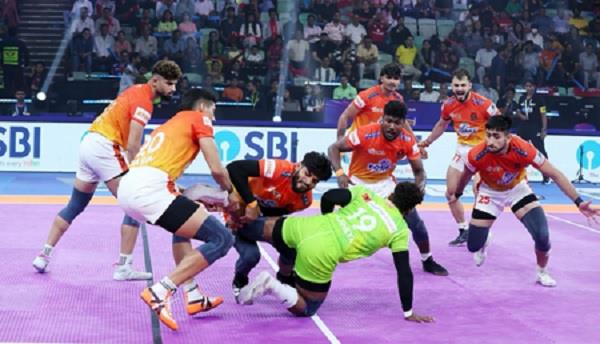 puneri paltan reaches top of points table after defeating delhi kc