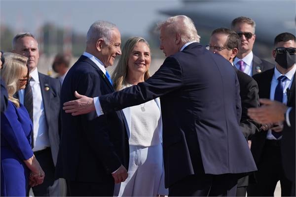 trump arrives in israel following israel hamas ceasefire