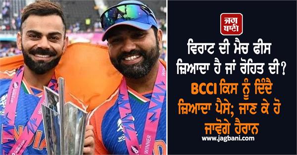 is virat s match fee higher or rohit s 