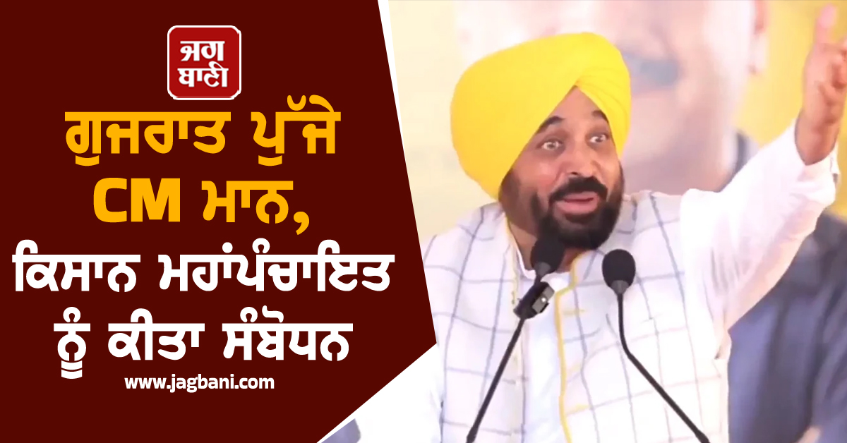 ਗੁਜਰਾਤ ਪੁੱਜੇ CM ਮਾਨ, ਕਿਸਾਨ ਮਹਾਂਪੰਚਾਇਤ ਨੂੰ ਕੀਤਾ ਸੰਬੋਧਨ