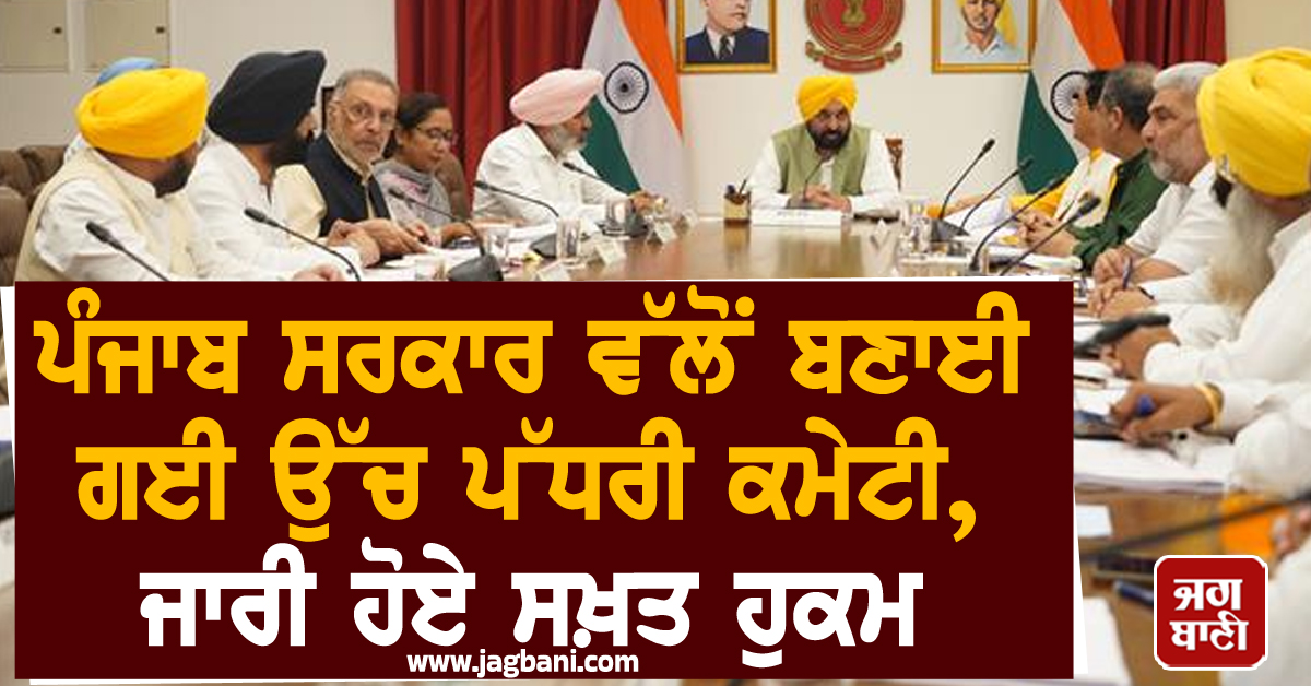 ਪੰਜਾਬ ਸਰਕਾਰ ਵੱਲੋਂ ਬਣਾਈ ਗਈ ਉੱਚ ਪੱਧਰੀ ਕਮੇਟੀ, ਜਾਰੀ ਹੋਏ ਸਖ਼ਤ ਹੁਕਮ