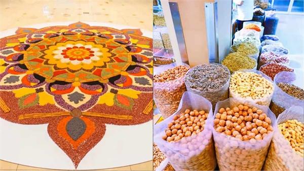rangoli made of spices brightens up diwali celebrations in dubai