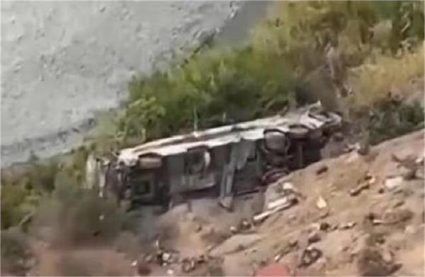 bus full of passengers falls into deep gorge