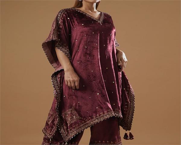 winter  stylish trend  velvet kaftan set