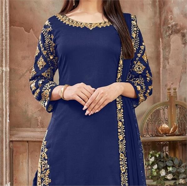 neckline embroidery suits   are enhancing the look of young women