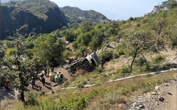 bus filled with devotees fell into a deep gorge