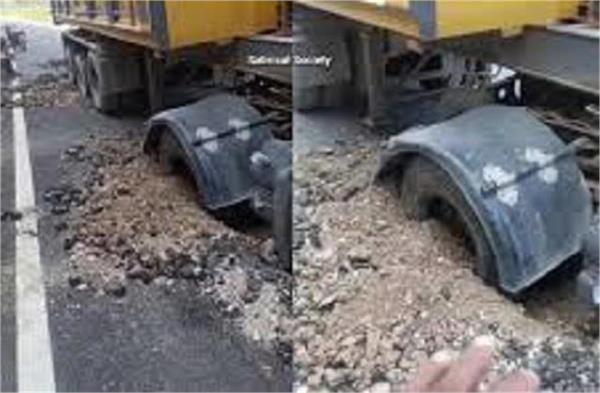 road collapses near semri intersection on lucknow prayagraj national highway