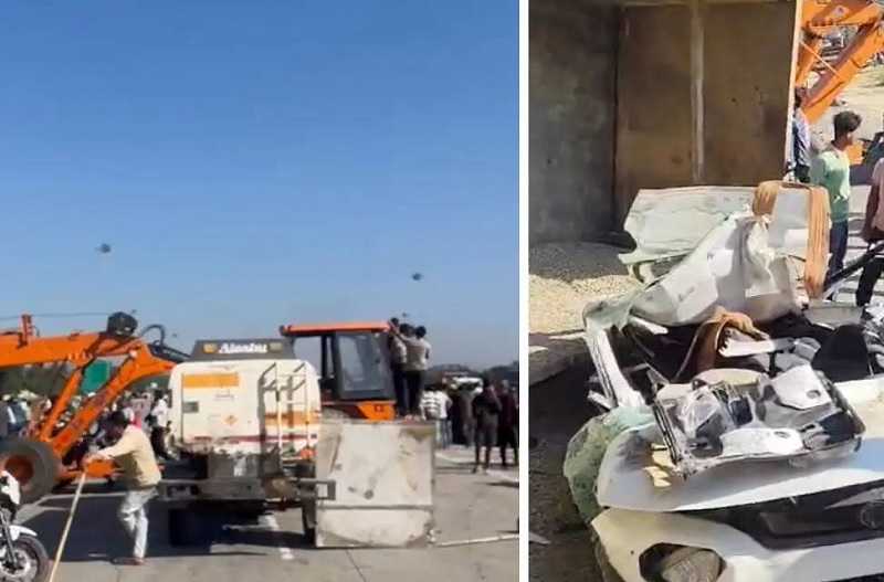 ਕਾਰ ''ਤੇ ''ਕਾਲ'' ਬਣ ਡਿੱਗਿਆ ਬਜਰੀ ਨਾਲ ਭਰਿਆ ਟਰੱਕ, ਪੂਰਾ ਪਰਿਵਾਰ ਹੋ ਗਿਆ ਖ਼ਤਮ