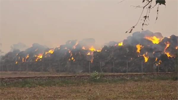stubble godown burnt