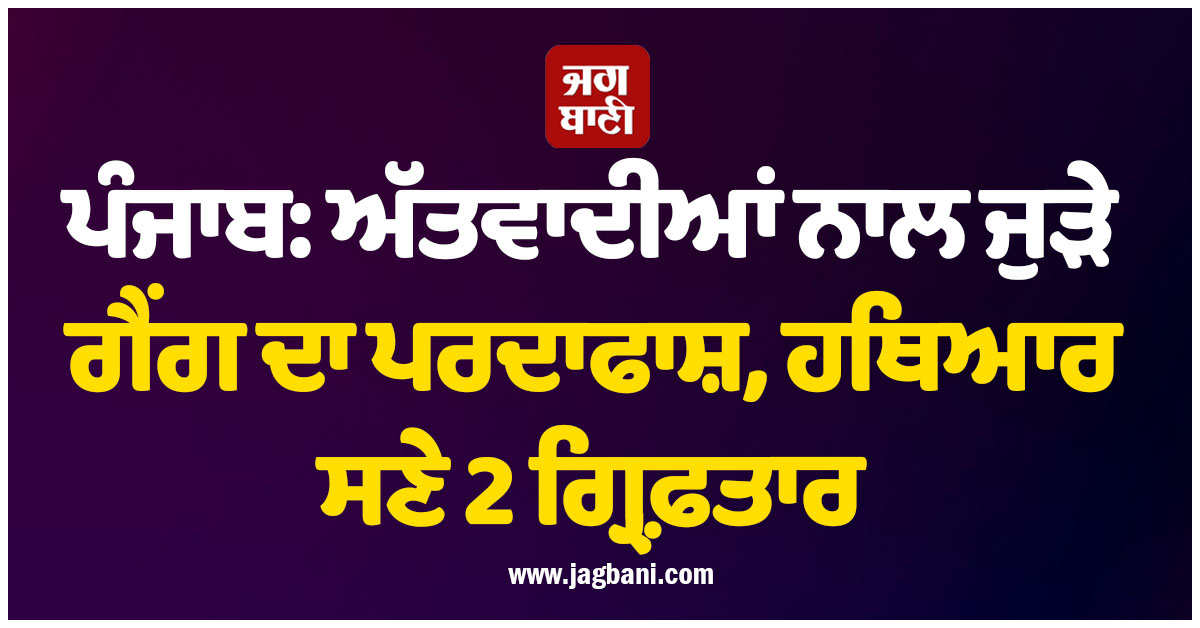 ਪੰਜਾਬ: ਅੱਤਵਾਦੀਆਂ ਨਾਲ ਜੁੜੇ ਗੈਂਗ ਦਾ ਪਰਦਾਫਾਸ਼, ਹਥਿਆਰ ਸਣੇ 2 ਗ੍ਰਿਫ਼ਤਾਰ