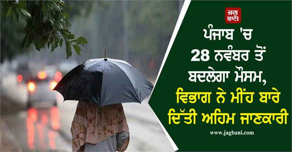 weather will change in punjab from november 28