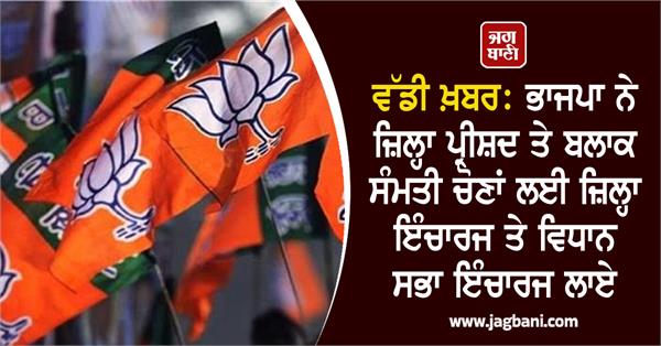 bjp appoints district in charge and assembly in charge in punjab