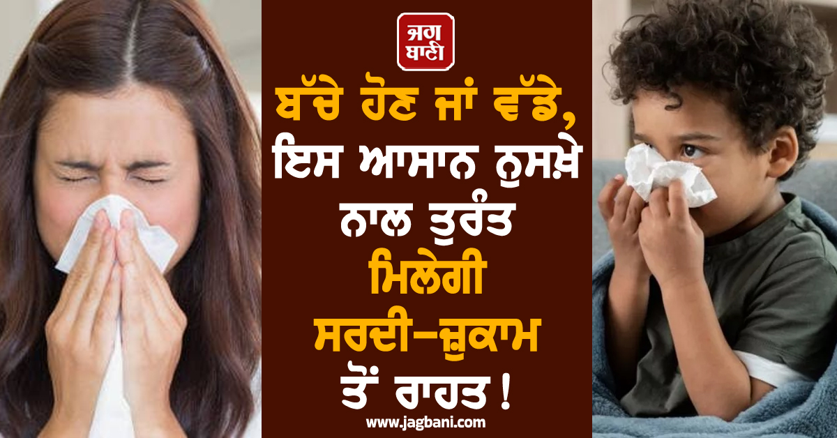 ਬੱਚੇ ਹੋਣ ਜਾਂ ਵੱਡੇ, ਇਸ ਆਸਾਨ ਨੁਸਖ਼ੇ ਨਾਲ ਤੁਰੰਤ ਮਿਲੇਗੀ ਸਰਦੀ-ਜ਼ੁਕਾਮ ਤੋਂ ਰਾਹਤ!