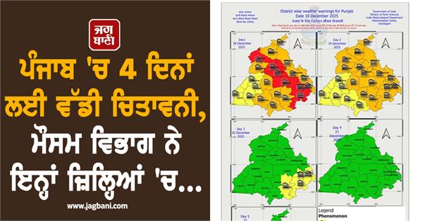 meteorological department issues warning for 4 days in punjab