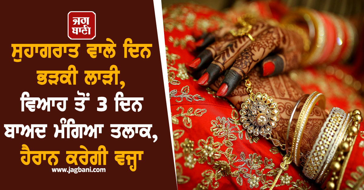 ਸੁਹਾਗਰਾਤ ਵਾਲੇ ਦਿਨ ਭੜਕੀ ਲਾੜੀ, ਵਿਆਹ ਤੋਂ 3 ਦਿਨ ਬਾਅਦ ਮੰਗਿਆ ਤਲਾਕ, ਹੈਰਾਨ ਕਰੇਗੀ ਵਜ੍ਹਾ
