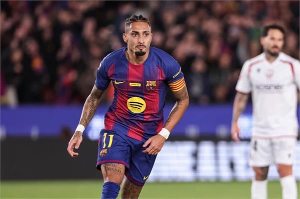 rafinha scores twice as barcelona beats osasuna