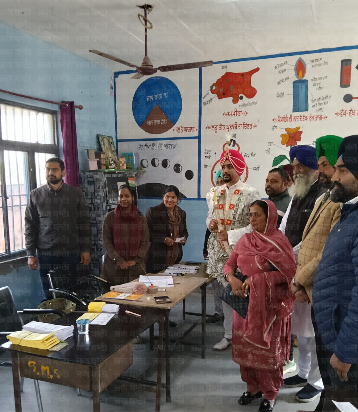 ਦਸੂਹਾ ਵਿਖੇ ਘੋੜੀ ਚੜ੍ਹਨ ਤੋਂ ਪਹਿਲਾਂ ਲਾੜੇ ਨੇ ਪਾਈ ਵੋਟ, ਬੂਥ ''ਤੇ ਹੋਇਆ ਸੁਆਗਤ