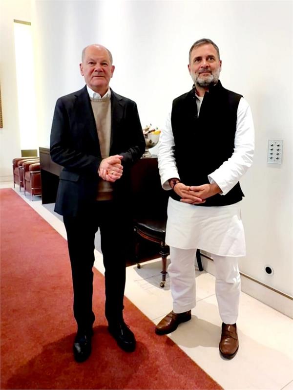 rahul gandhi  germany  former chancellor  olaf scholz  meeting