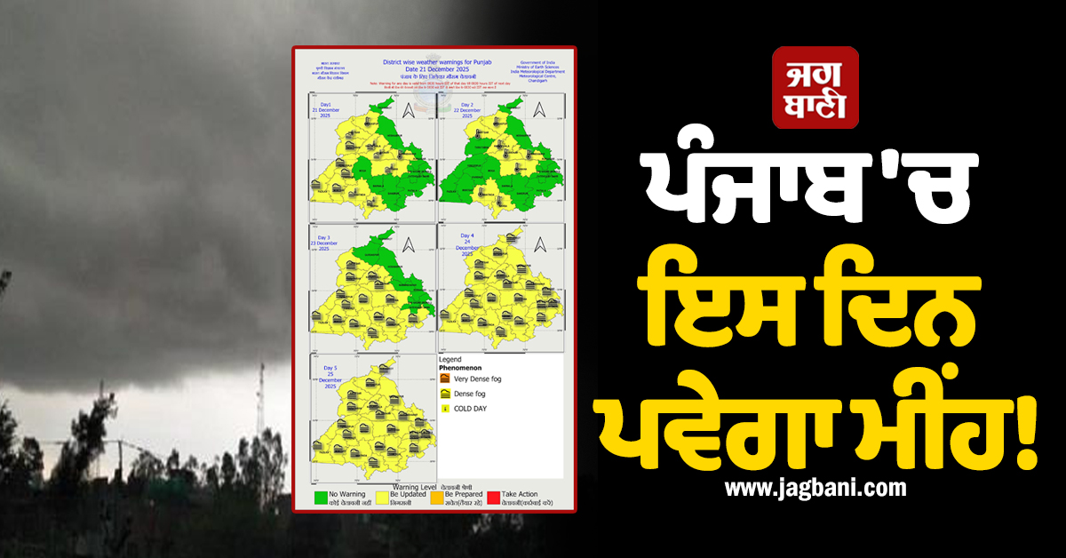 ਪੰਜਾਬ 'ਚ ਇਸ ਦਿਨ ਪਵੇਗਾ ਮੀਂਹ! 25 ਤਾਰੀਖ਼ ਤੱਕ ਦੀ ਪੜ੍ਹੋ Weather ਅਪਡੇਟ,  Yellow ਅਲਰਟ ਜਾਰੀ
