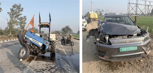 tractor trolley car accident  tractor splits into two pieces