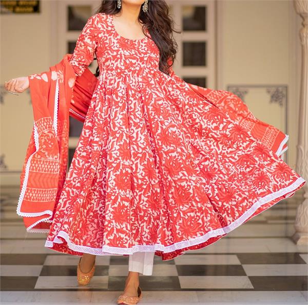 young woman long frock suit fashion