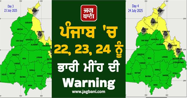 heavy rain warning in punjab on 22nd 23rd 24th