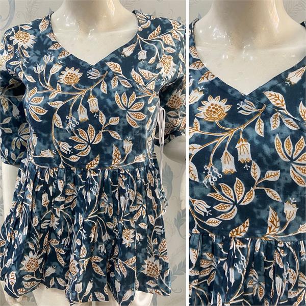 young woman flower printed top summer