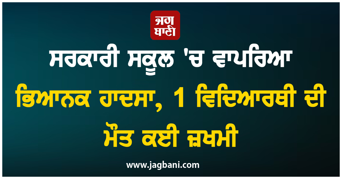 ਸਰਕਾਰੀ ਸਕੂਲ 'ਚ ਵਾਪਰਿਆ ਭਿਆਨਕ ਹਾਦਸਾ, 1 ਵਿਦਿਆਰਥੀ ਦੀ ਮੌਤ ਕਈ ਜ਼ਖਮੀ