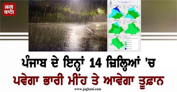 heavy rain and thunderstorms will occur in these 14 districts of punjab