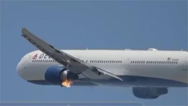 delta air lines engine catches fire  accident occurs during take off