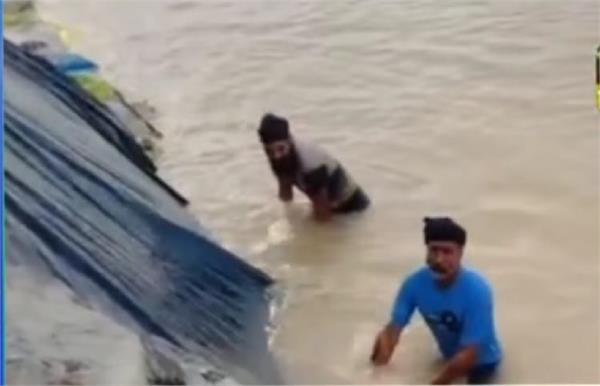 due to the increase in water level in sutlej