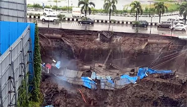heavy rains cause construction site collapse in bkc