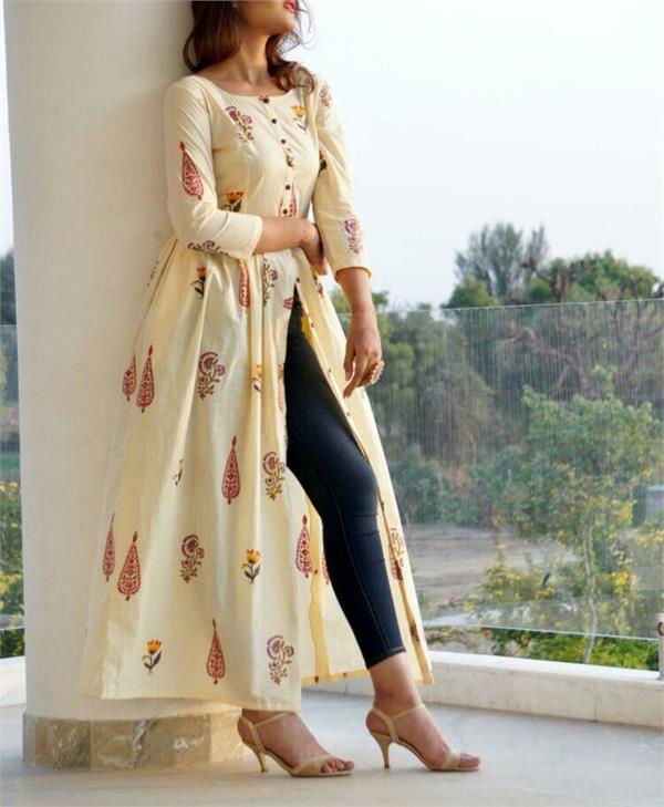 front cut frock kurti giving stylish look to young girls