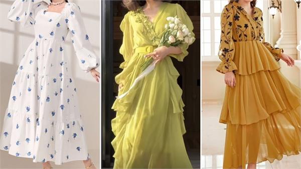 young girls stylish look designer maxi