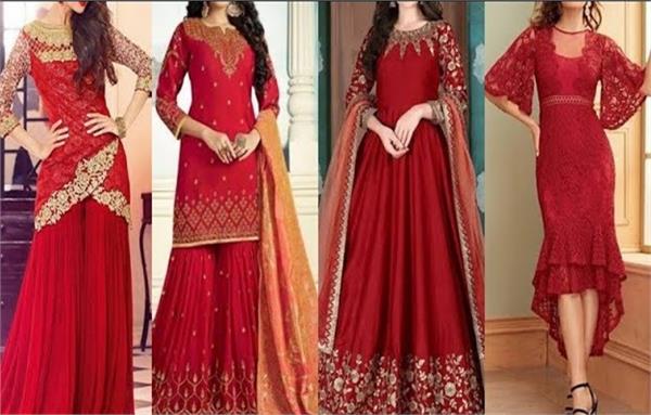 red color party wear dress young girls like