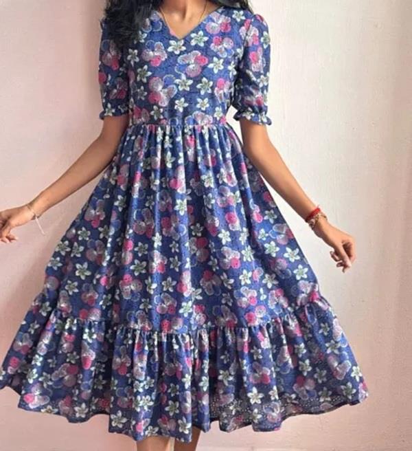 young woman digital print frock craze