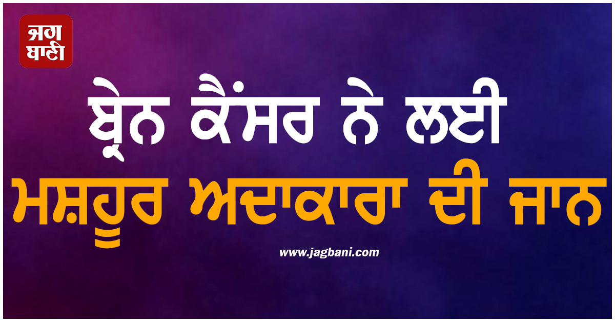 ਮਨੋਰੰਜਨ ਜਗਤ 'ਚ ਸੋਗ ਦੀ ਲਹਿਰ, ਬ੍ਰੇਨ ਕੈਂਸਰ ਨੇ ਲਈ ਮਸ਼ਹੂਰ ਅਦਾਕਾਰਾ ਦੀ ਜਾਨ